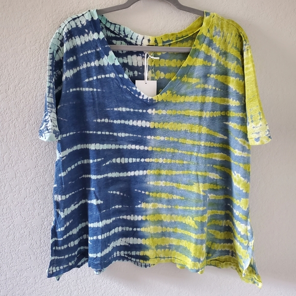 Young Fabulous & Broke Tops - YFB tie dye linen v neck tee NWT